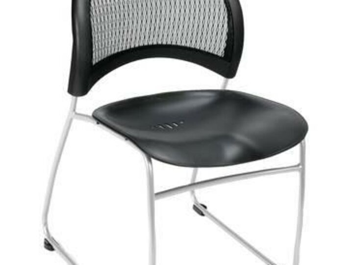 "Moon" Stacking Chair, Black Plastic Seat