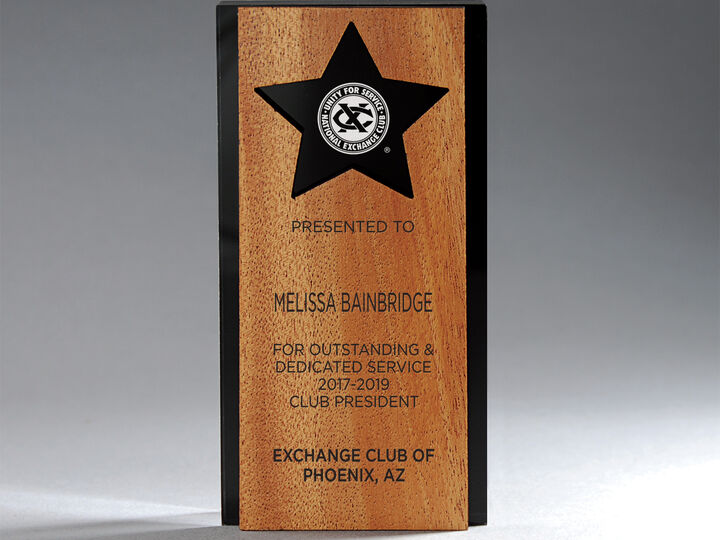 Ebony Lucite with Alder Wood Panel with Star Award