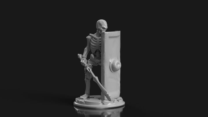 Living Bones with Long Sword and Tower Shield