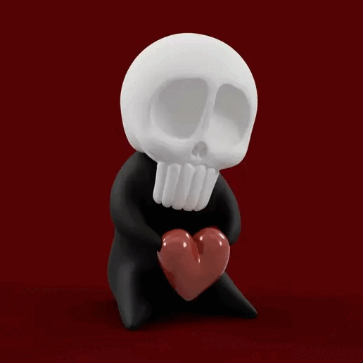 Lovely Cute Chibi Skull Heart