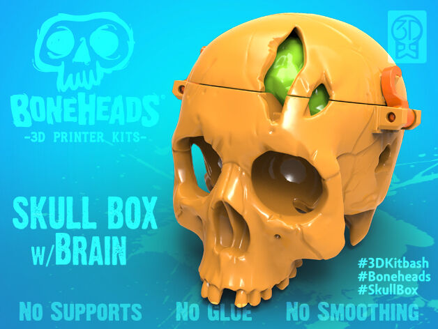 Boneheads: Skull Box w/ Brain - via 3DKitbash.com