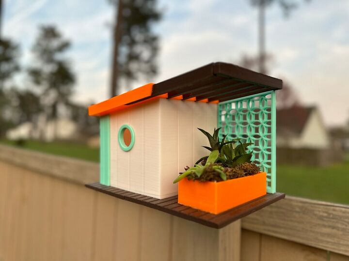 Mid-Century Modern Birdhouse - 3D Printed PLA