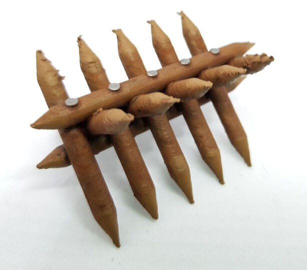 Wooden spike barricade for 28mm tabletop