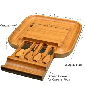 Bamboo Cheese Board With Knife Set In A Hidden Drawer Treatstock