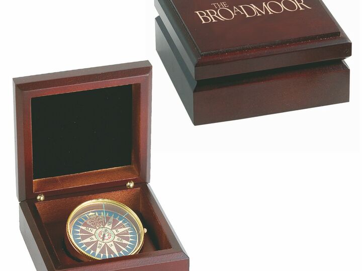 Mahogany Wood Box Desk Compass