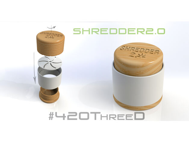 3D Printed custom Shredder 2.0 - Toothless Herb Grinder from $35.00