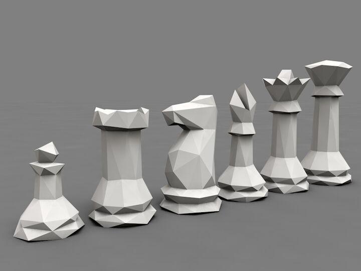 Complete Chess Pieces 3D model 3D printable