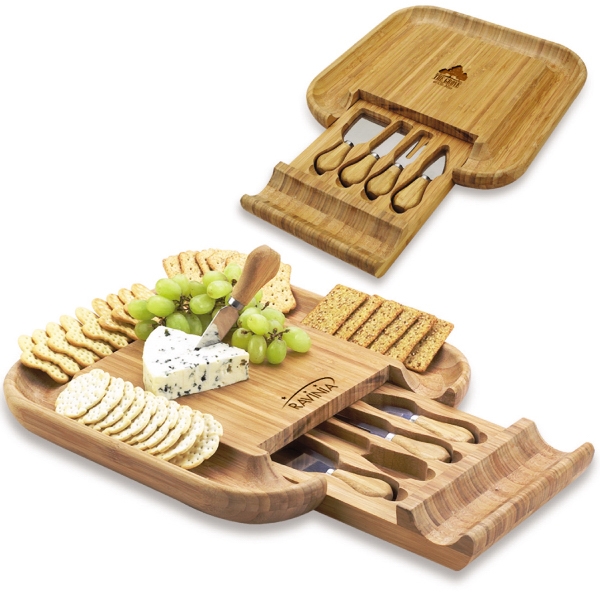 Bamboo Cheese Board With Knife Set In A Hidden Drawer Treatstock