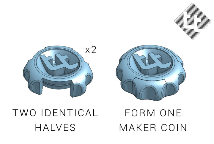 3D Printed custom Super satisfying two part maker coin from 0.00