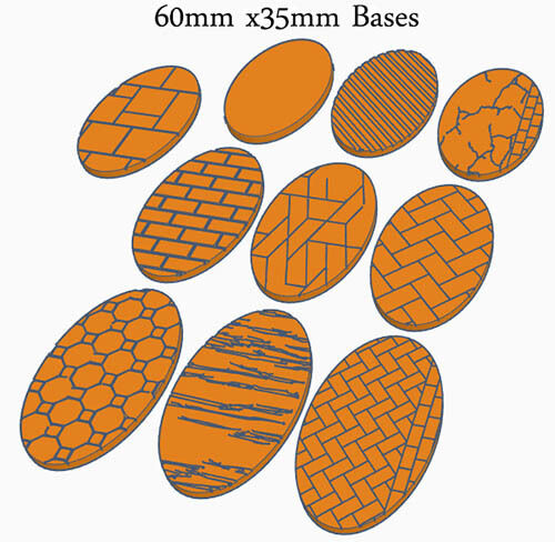 60x35mm Oval Bases (x18) for Dungeons & Dragons or Wahammer 40k tabletop Miniatures