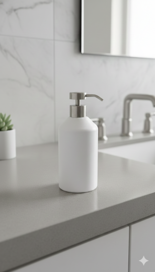 Modern White Soap Dispenser – Minimalist 3D Printed Bathroom Accessory (PETG HF)