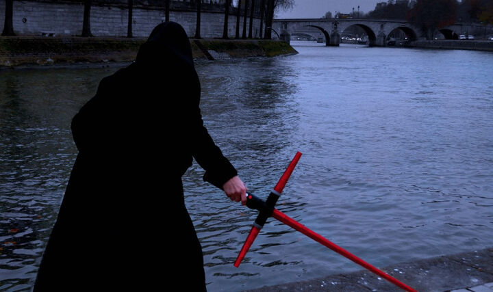 Customizable crossguard lightsaber, from The Force Awakens