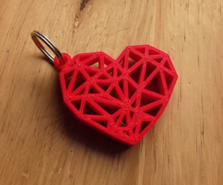 Geometric heart key ring