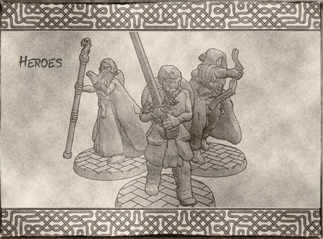 Hero Miniatures - Fighter, Ranger & Mage for Dungeons & Dragons or tabletop games.