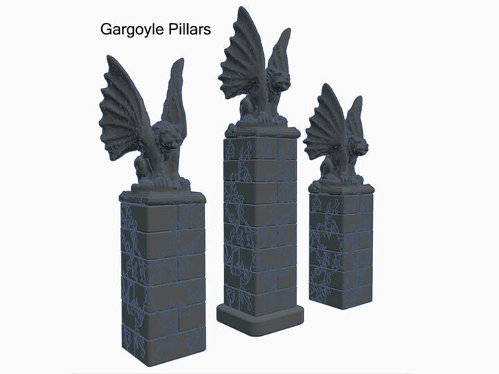 Gargoyle Pillars for Dungeons & Dragons or Warhammer 40k Tabletop Games