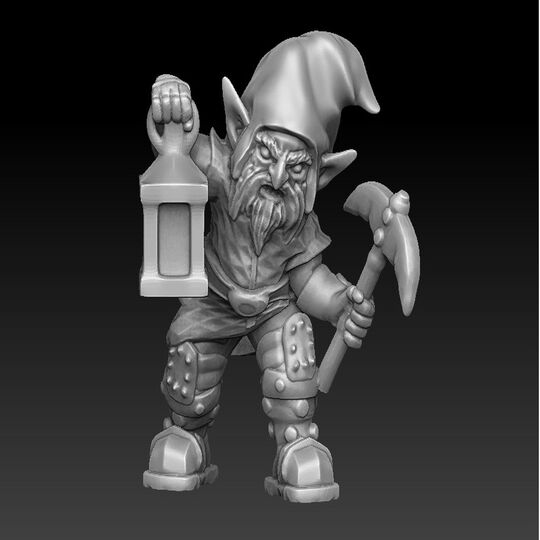 Evil gnome with pickaxe and lantern remake of PollyGrimms redhat